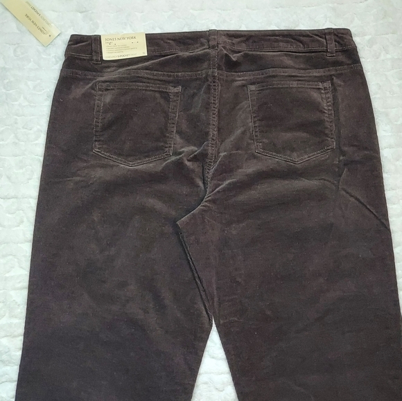 Jones New York Sport Espresso Dark Brown Corduroy Straight Leg Pants Size 16 - Picture 11 of 12